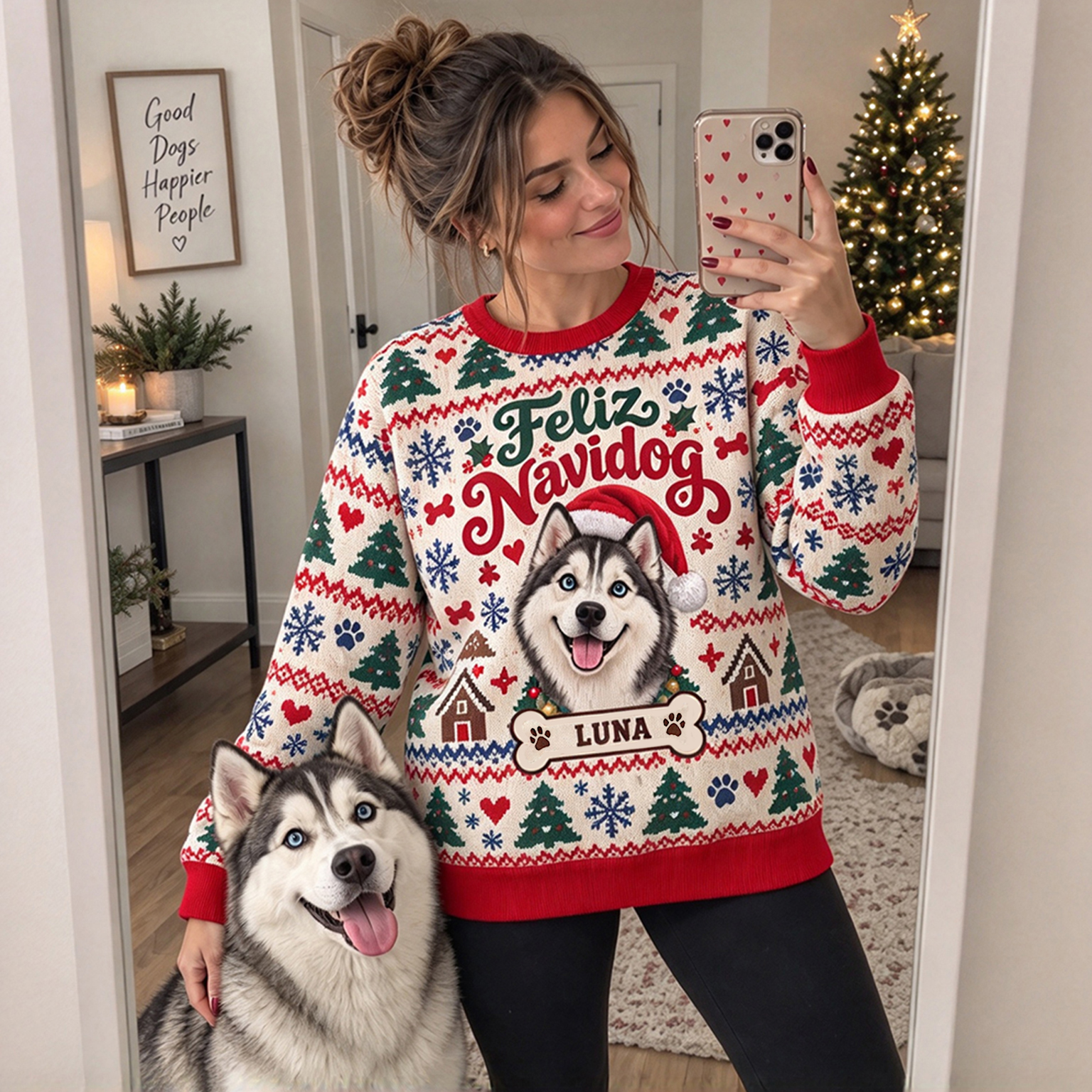 Personalized Christmas Fun Pet Photo Family Sweater | MCCL01