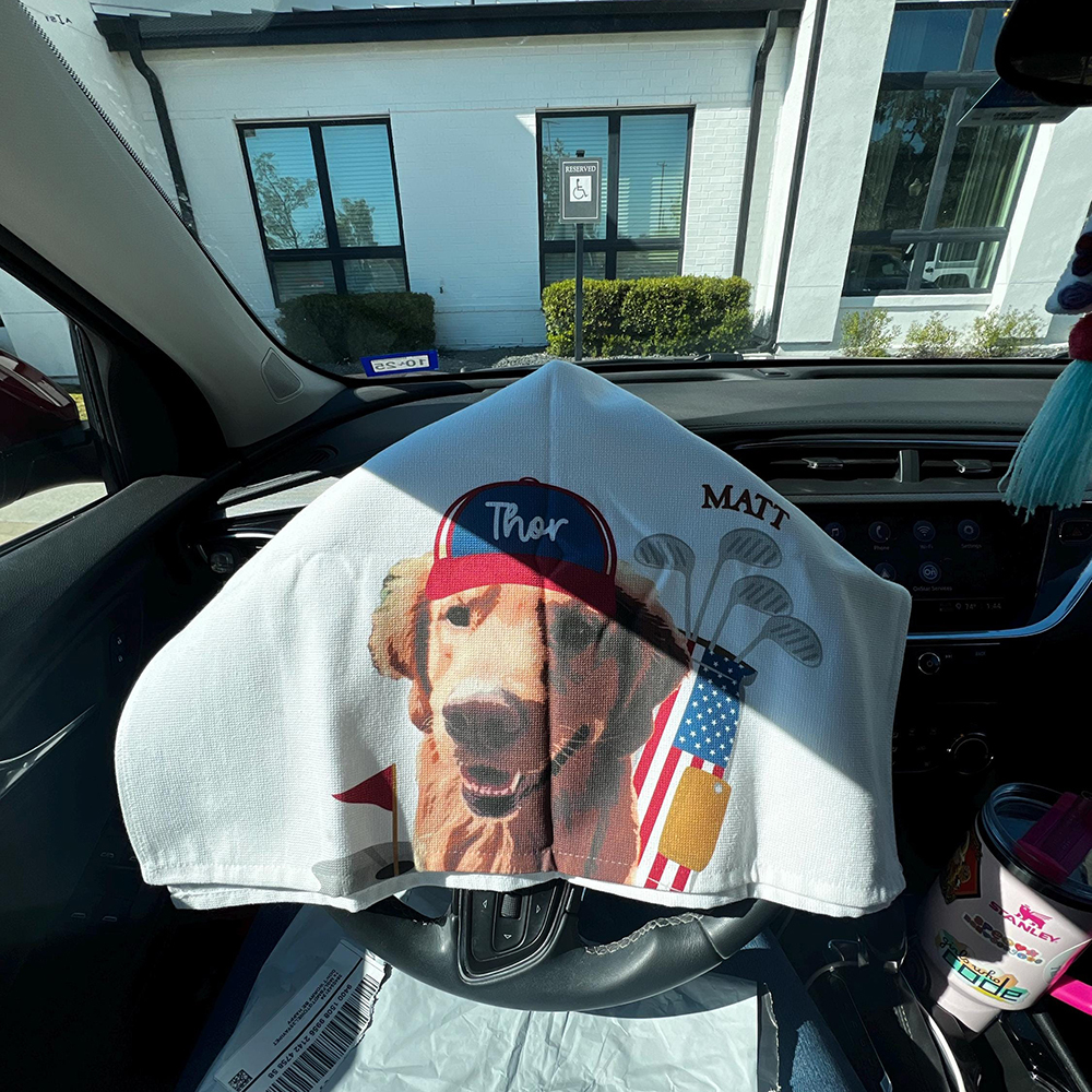 Personalized Pet Portrait Golf Towel For Golf Lover | CWGift36