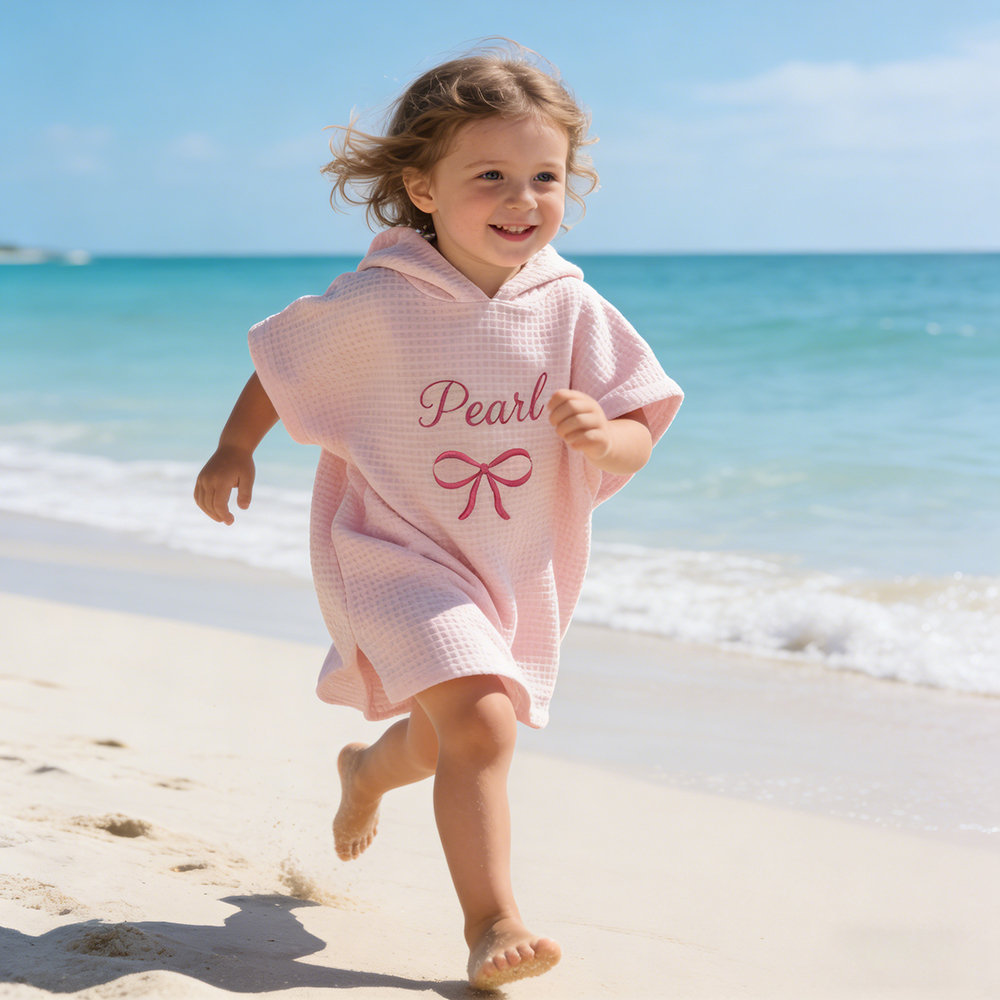 Personalized Embroidery Kids Waffle Beach Towel | MNSummer06
