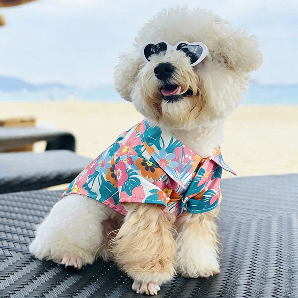 Personalized Leather Patch Hawaiian Pet Shirt/Dress | BKPet458
