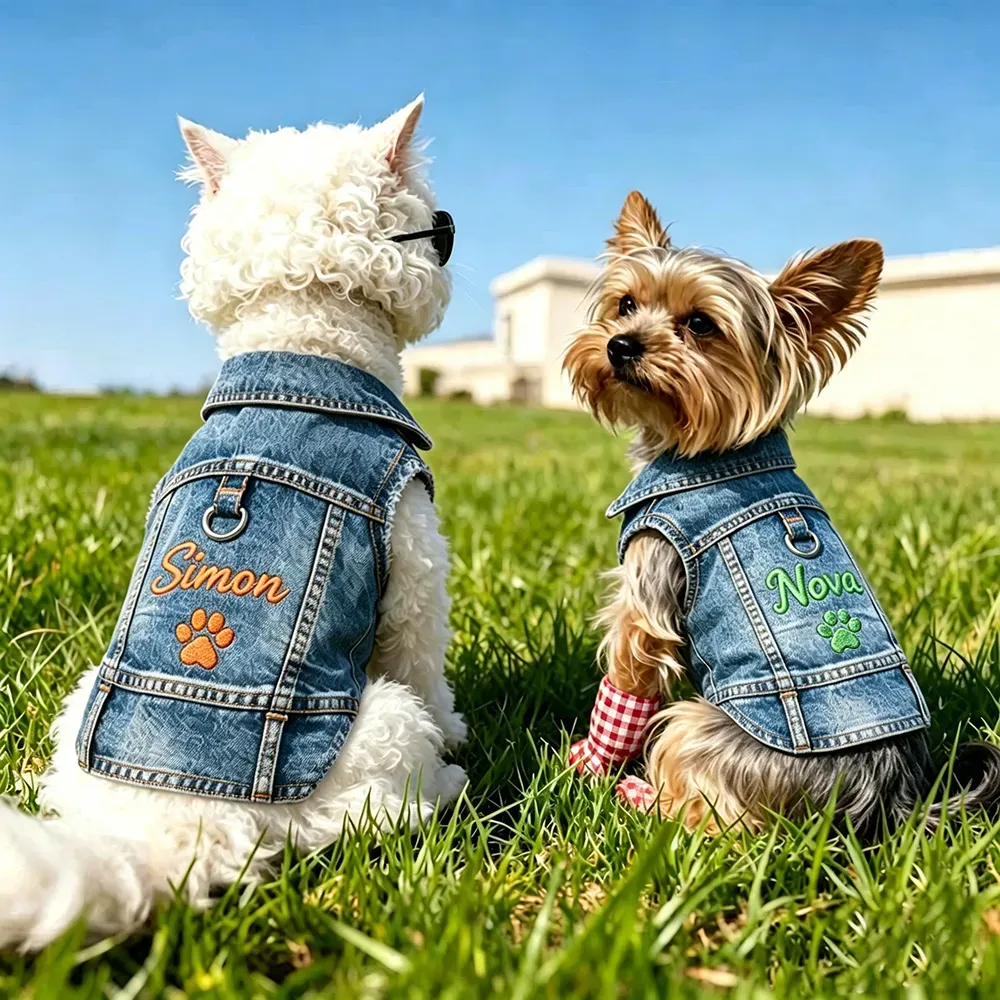 Personalized Embroidered Pet Denim Jacket | MNCloth205