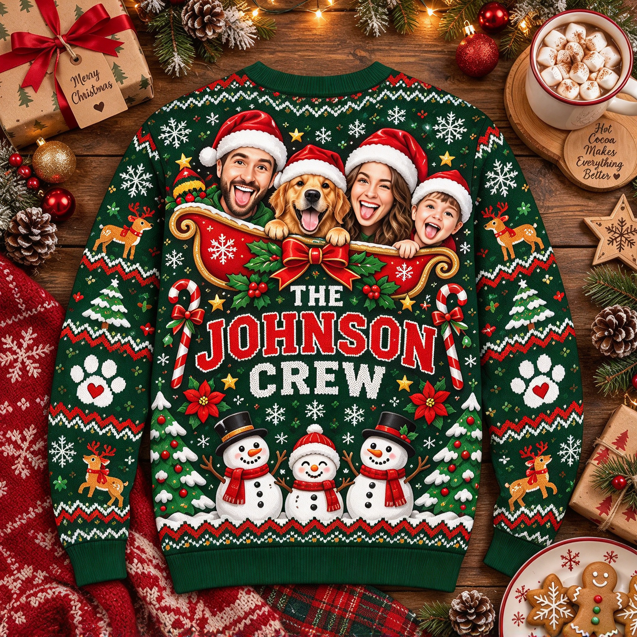 Personalized Christmas Funny Face Family Photo Sweater | MCCL06