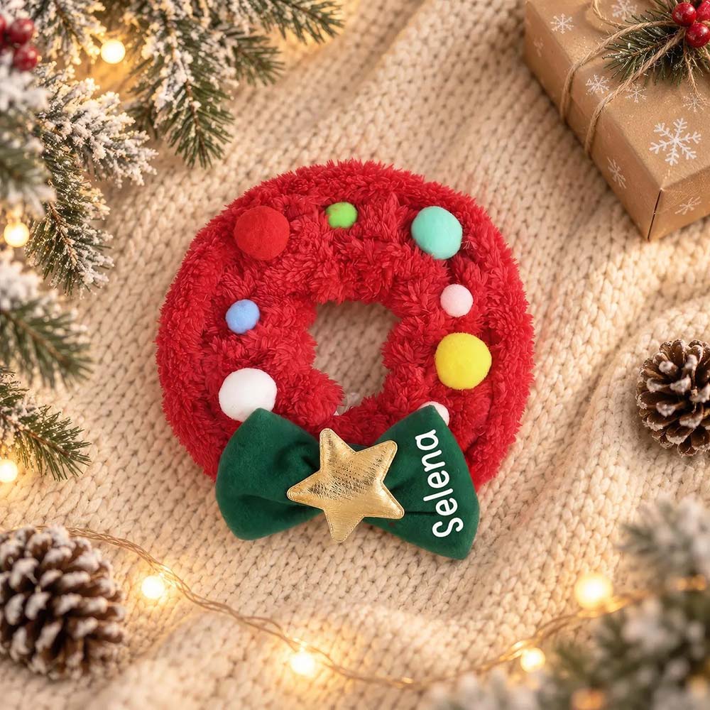 Personalized Christmas Wreath Dog Collar Scarf | MNAccs128