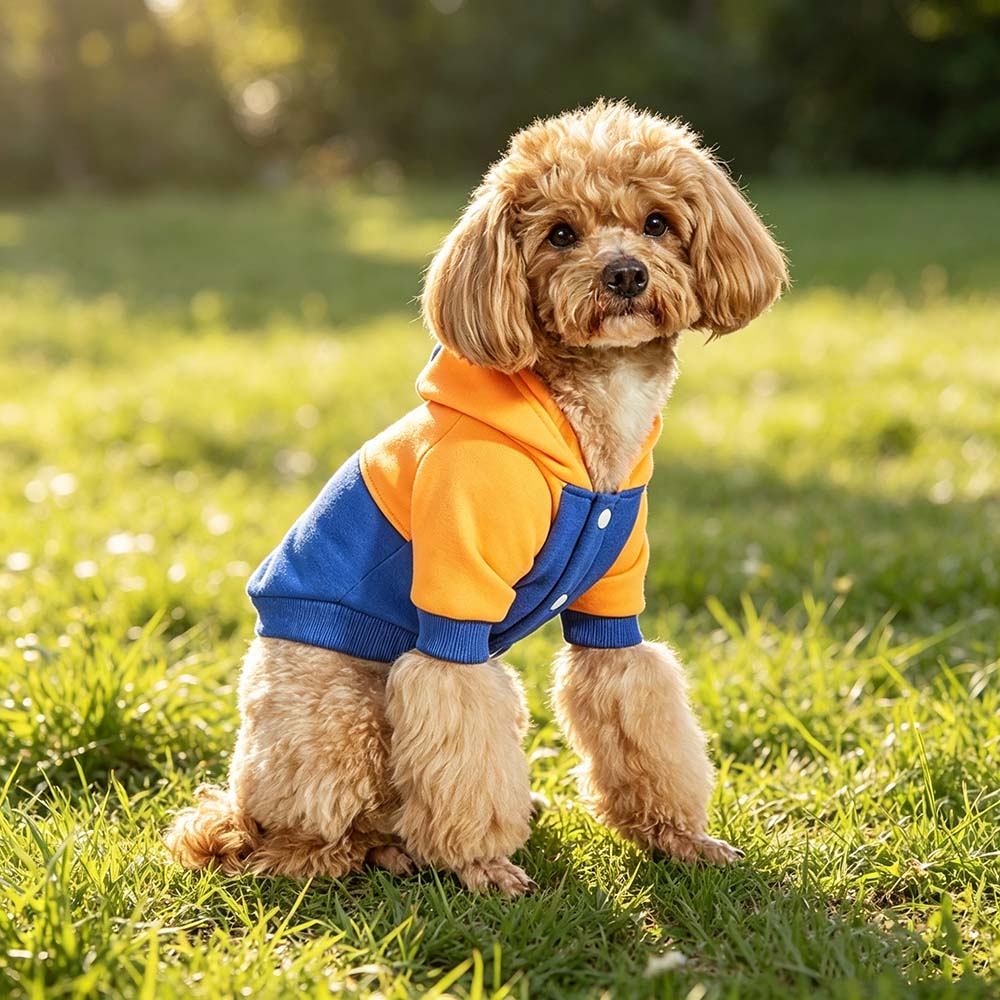 Personalized Hand Embroidered Color-blocked Hooded Pet Sweatshirt | BKPet577