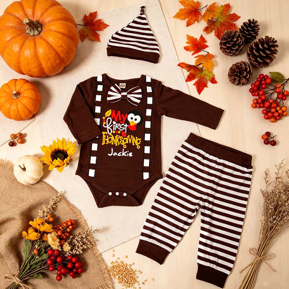 Personalized Baby My First Thanksgiving Outfit Set | CWThanks12