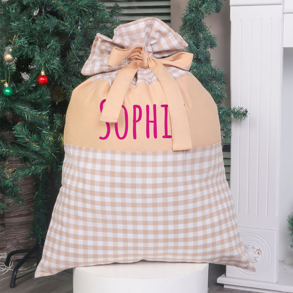 Personalized Christmas Gingham Name Santa Sack | MCGift392
