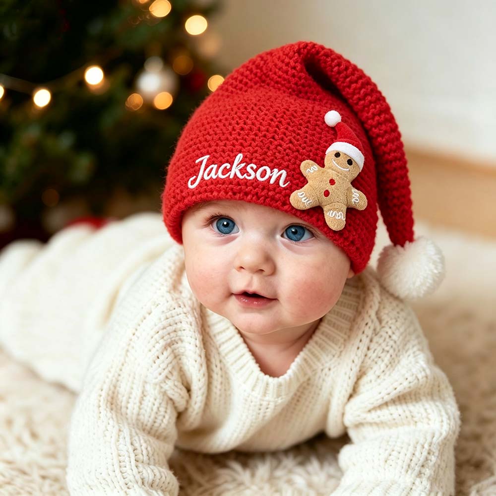 Personalized Embroidered Kids Christmas Knit Santa Hat | MNBaby15
