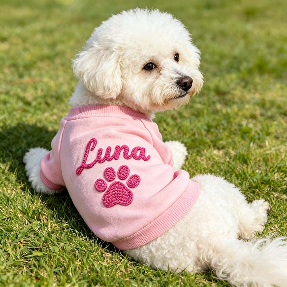 Personalized Hand Embroidered Puppy Hoodless Sweatshirt | BKPet590