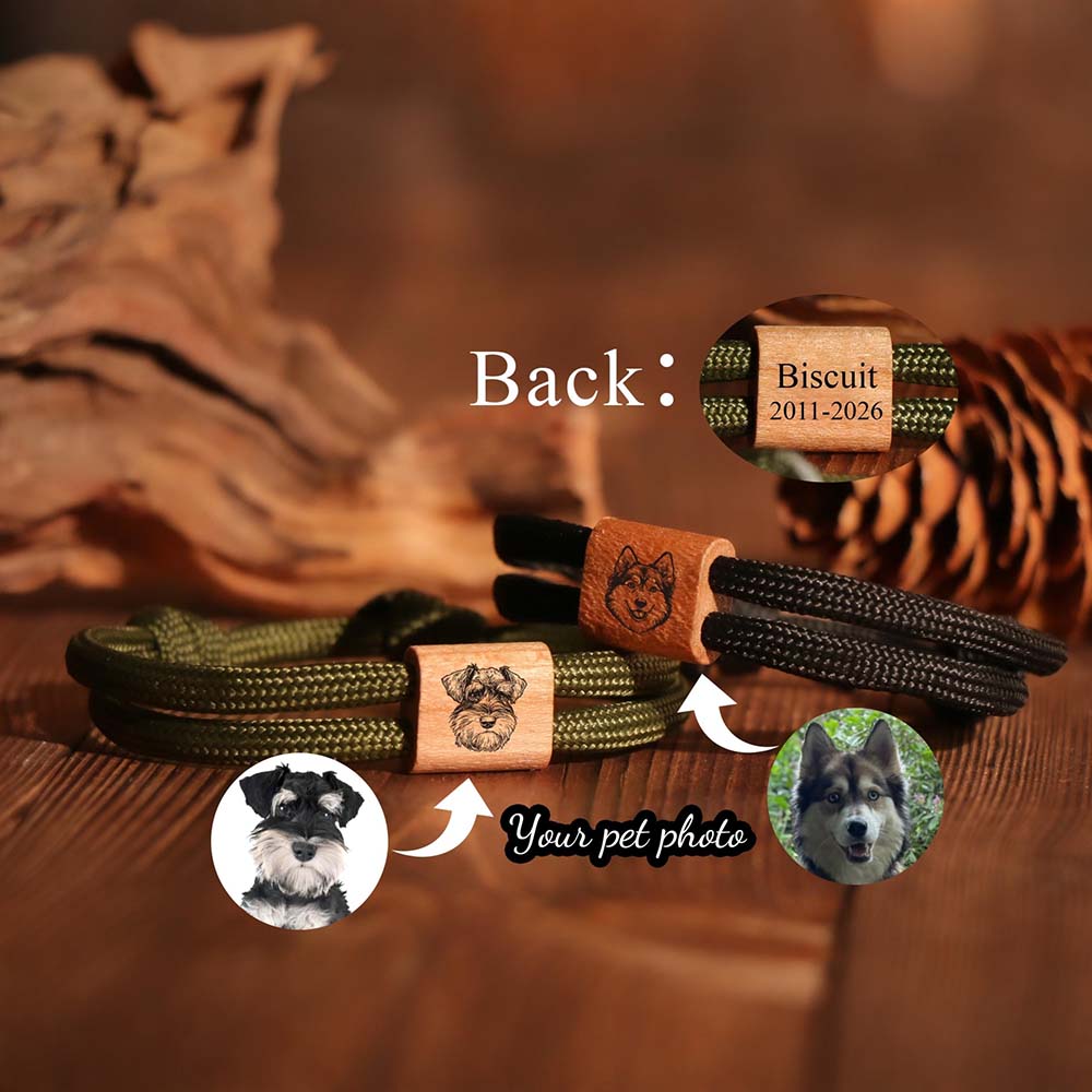 Personalized Engraved Pet Portrait Wooden Bracelet | MNMemo27