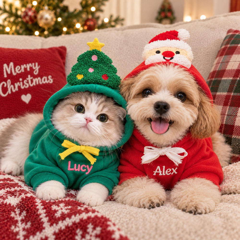 Personalized Embroidered Lovely Pet Christmas Hoodie | MCGift431