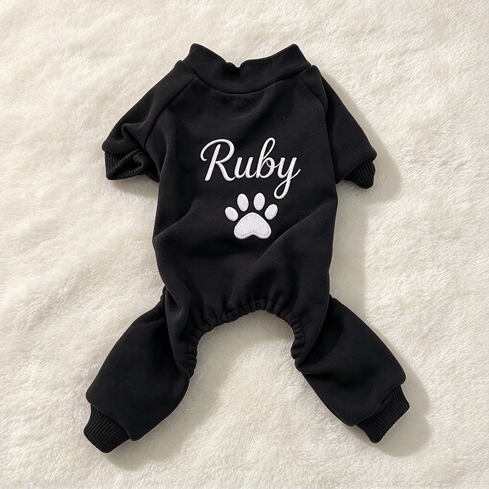 Personalized Hand Embroidery Pets Winter Warm Four-Legged Jumpsuit | BKPet610