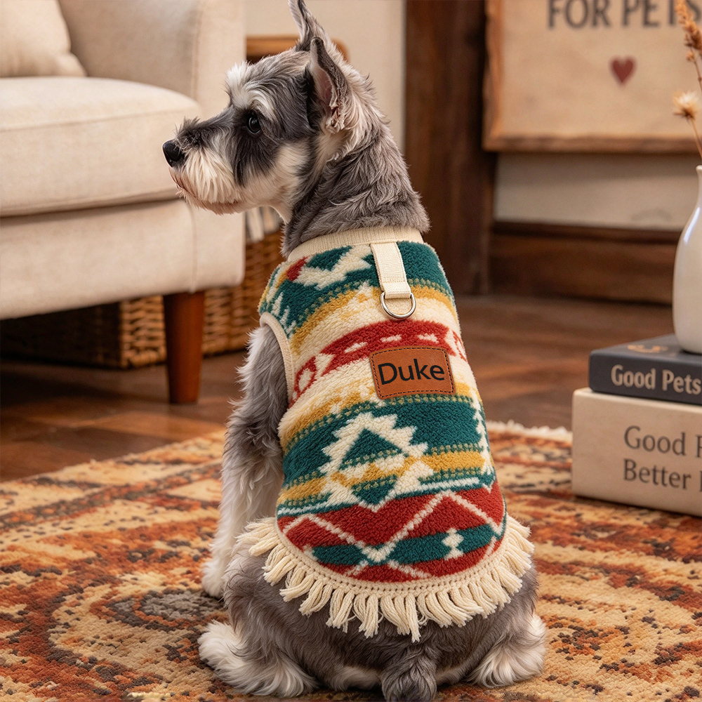 Personalized Embroidered Pets Boho Winter Outfit | BKPet629