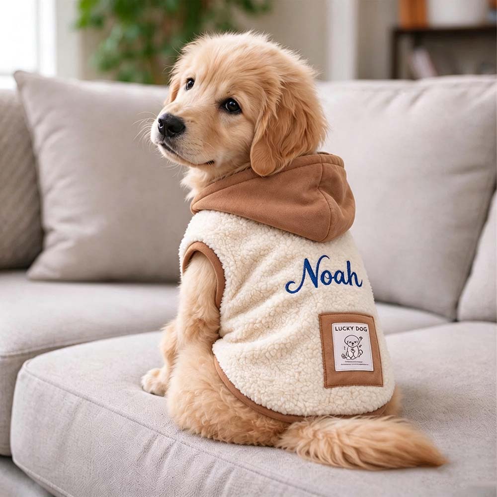 Personalized Embroidered Pets Winter Warm Fleece Hoodie | BKPet618