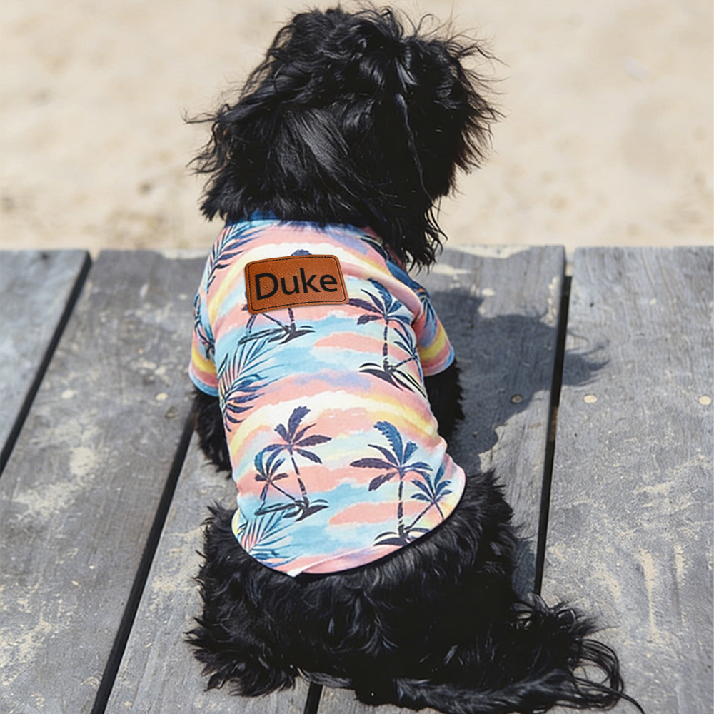 Personalized Leather Patch Hawaiian Pet Shirt/Dress | BKPet458