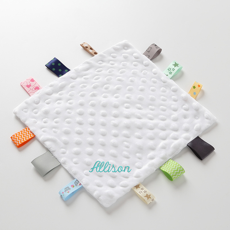 Personalized Baby Embroidery Comforter Ribbon Tag Blanket | MNBaby06