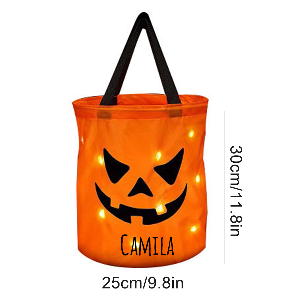 Personalized Halloween LED Light Pumpkin Bucket | MNHalloween07