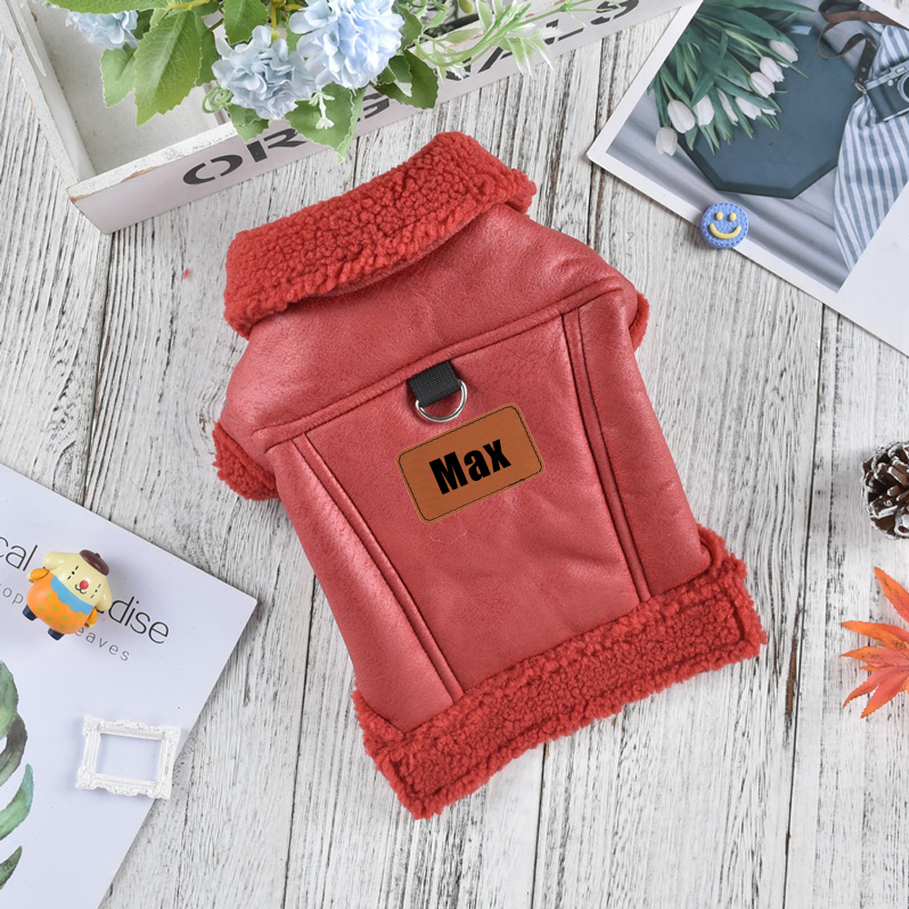 Personalized Leather Patch Pets Sherpa Jacket | BKPet130