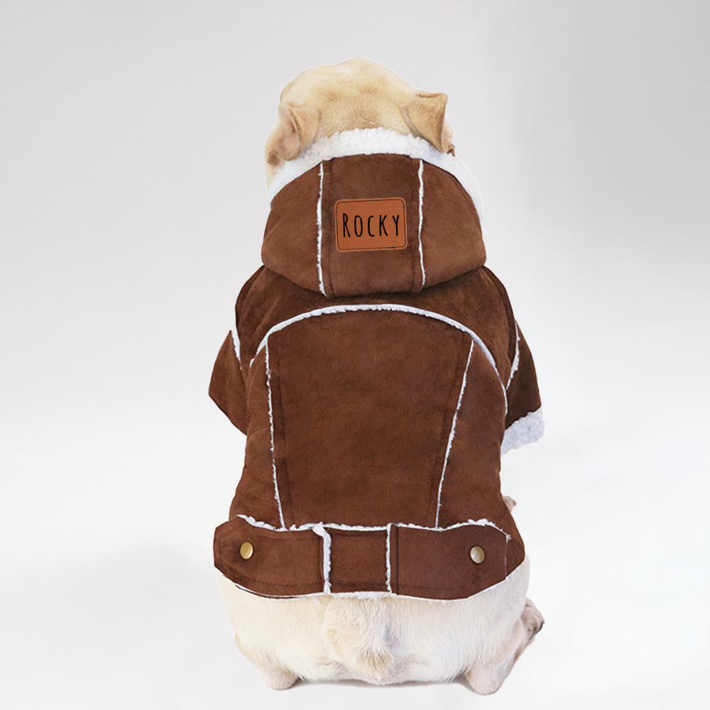 Personalized Leather Patch Pets Sherpa Jacket | BKPet132