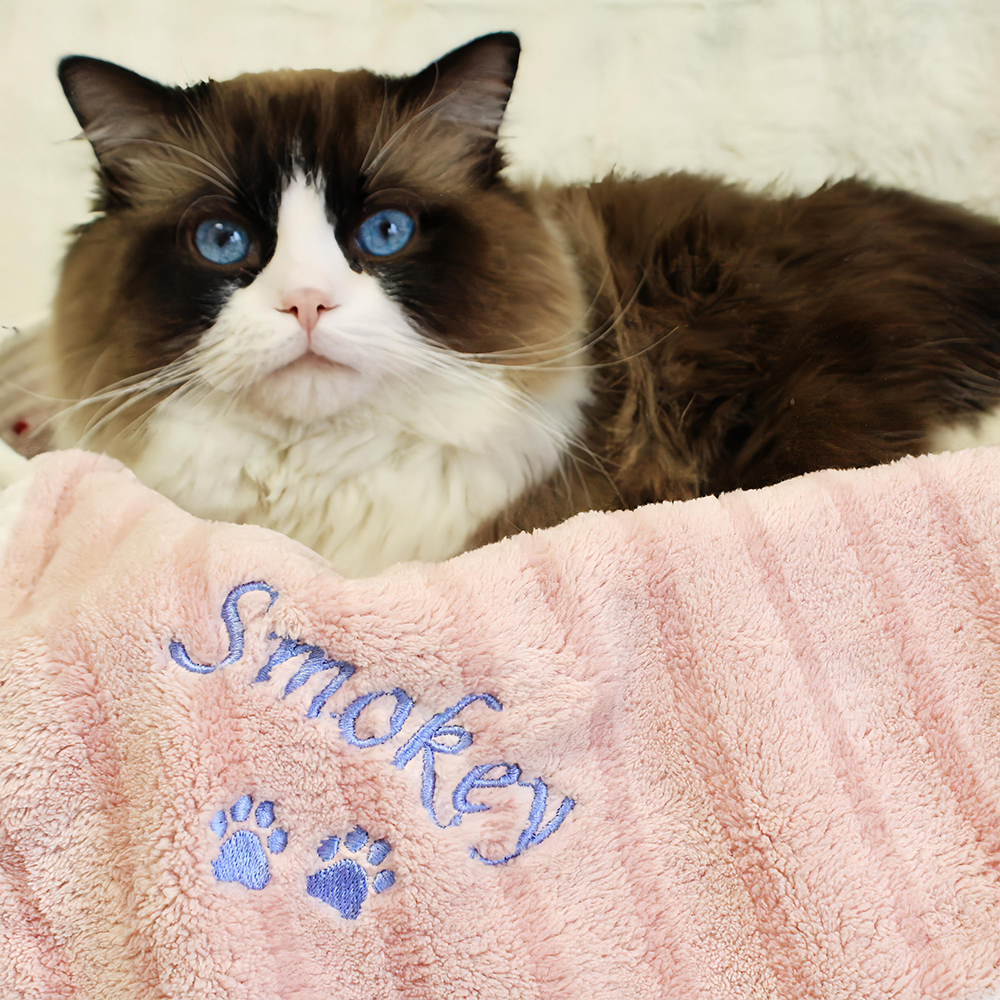 Personalized Embroidered Cozy Coral Fleece Pet Blanket | BKPet199