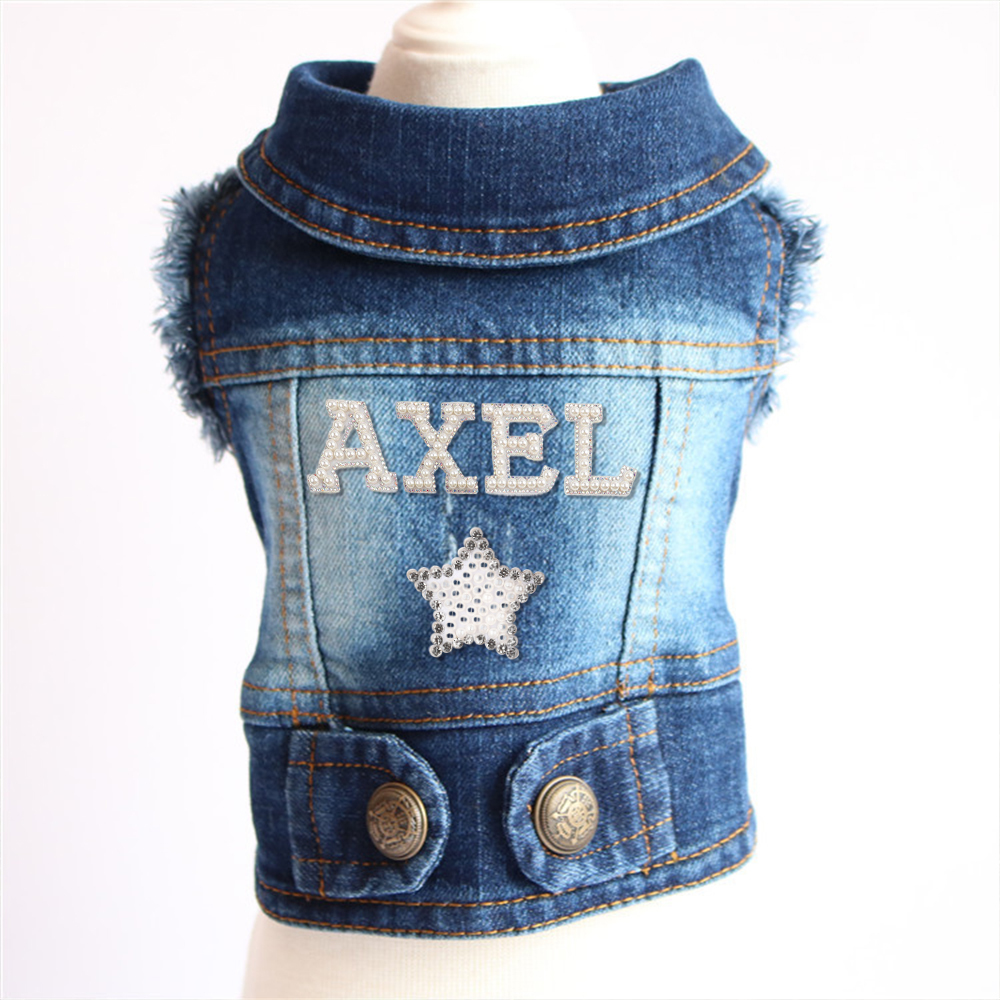 Personalized Handmade Pearl Patch Pets Denim Jacket | BKPet219