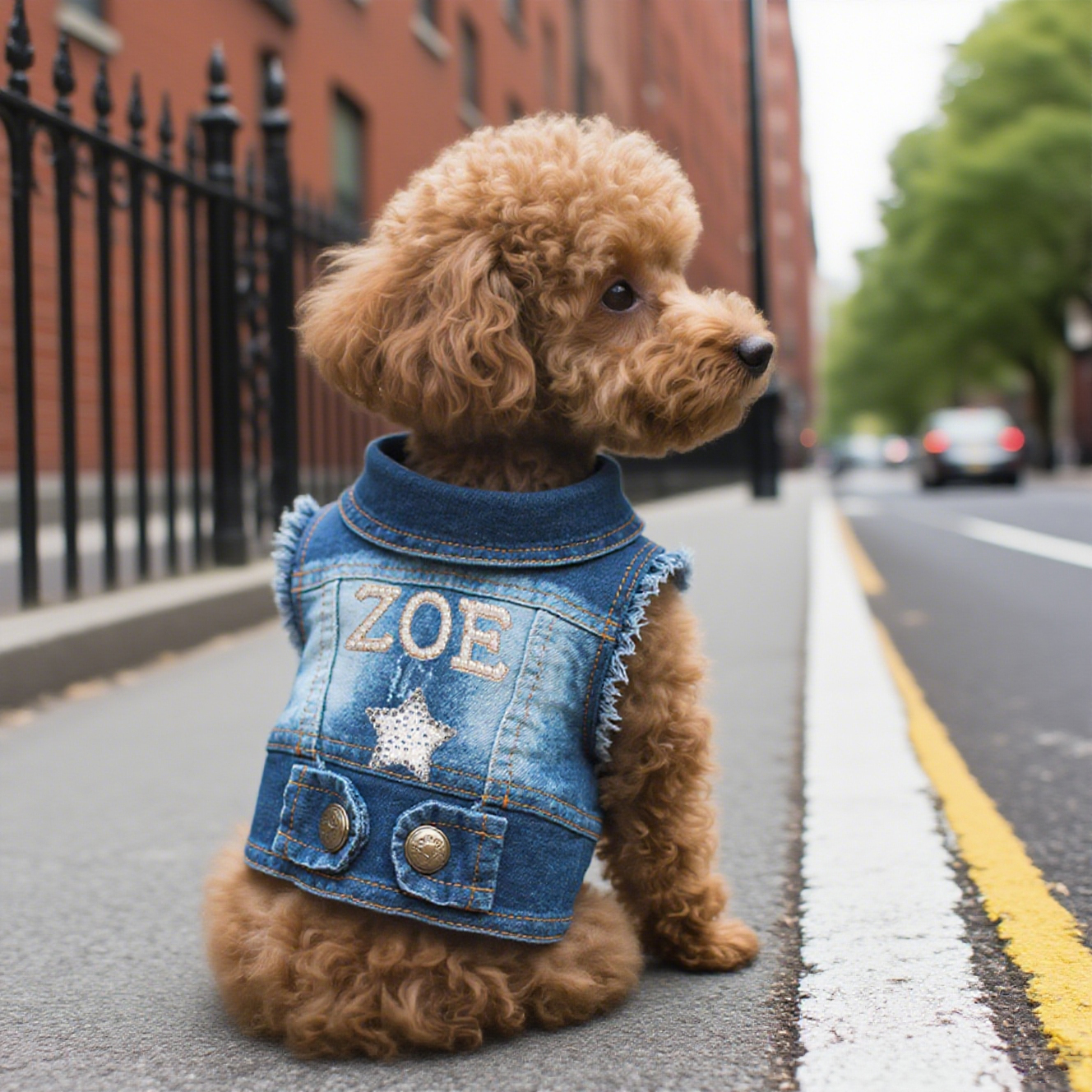 Personalized Handmade Pearl Patch Pets Denim Jacket | BKPet219