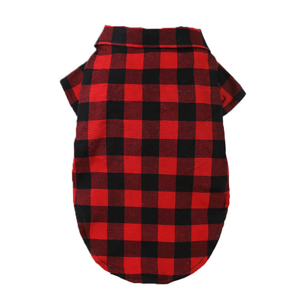 Personalized Pet Leather Patch Grid Patterned Necktie Shirt | BKPet224