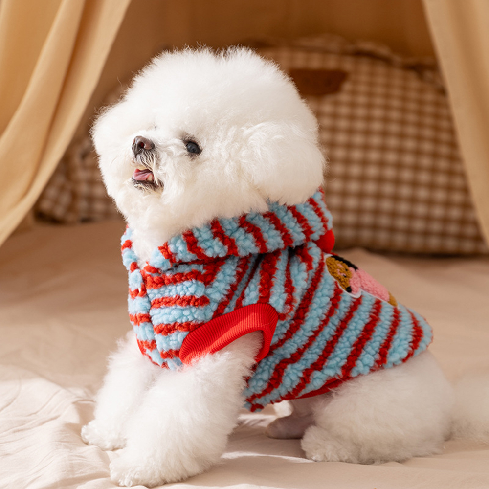 Personalized Pet Leather Patch Sherpa Stripe Sweater | BKPet231