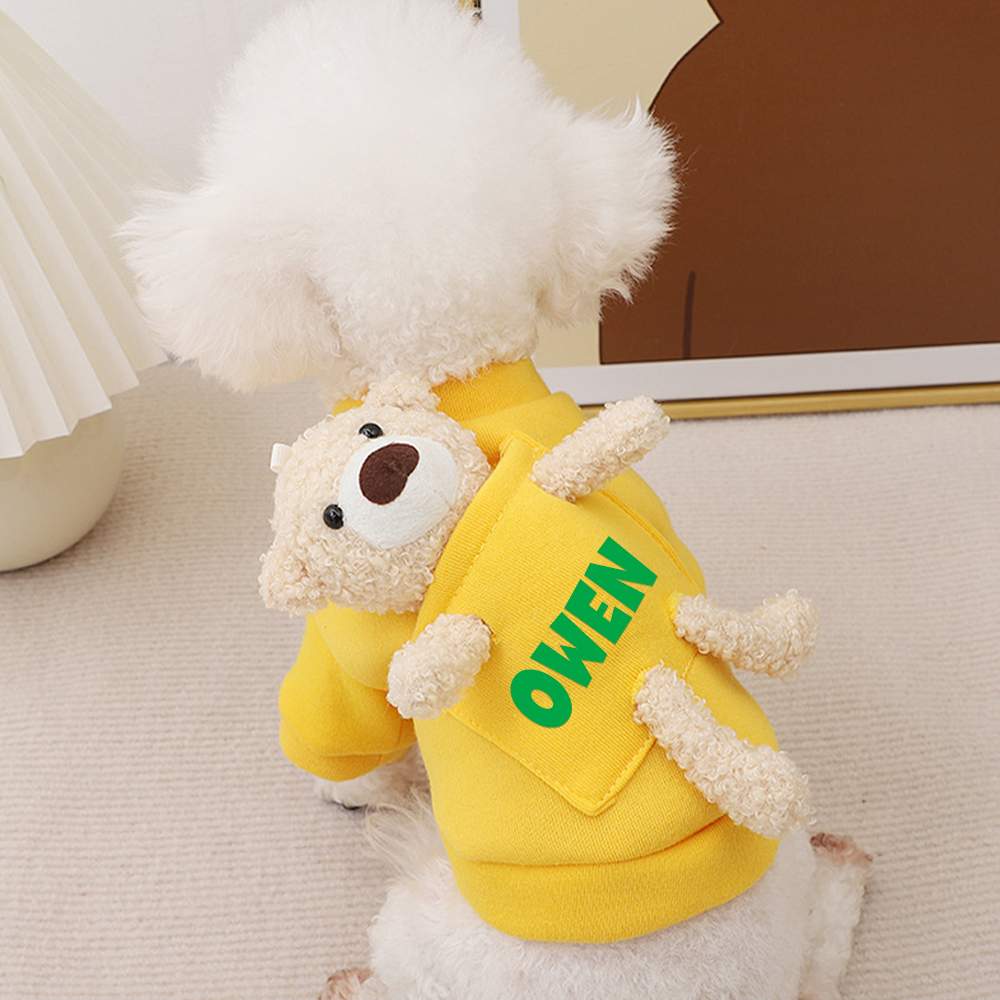 Personalized Pet Lovely Plush Warm Shirt With Bear | BKPet236