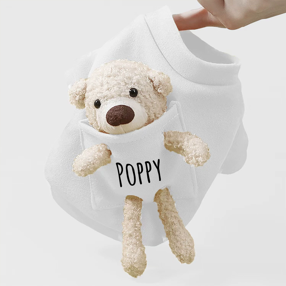 Personalized Pet Lovely Plush Warm Shirt With Bear | BKPet236