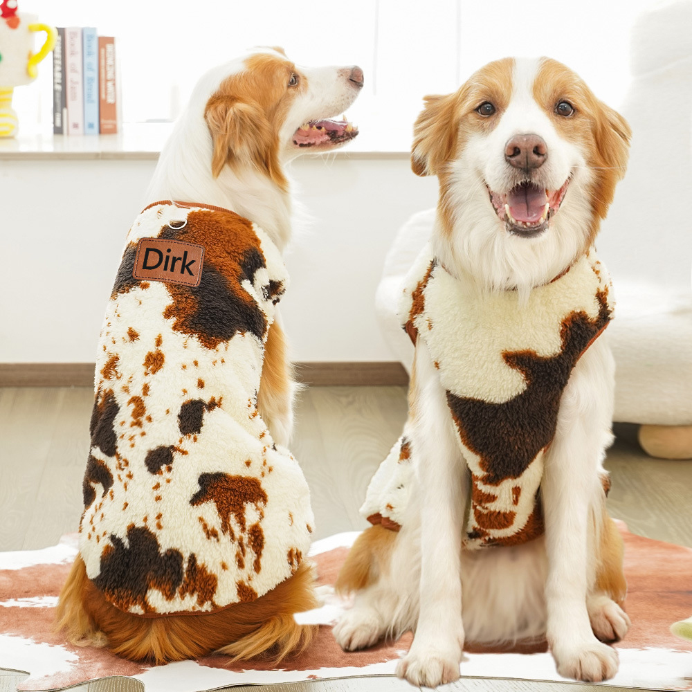 Personalized Leather Patch Pet Winter Warm Sherpa Vest | BKPet255