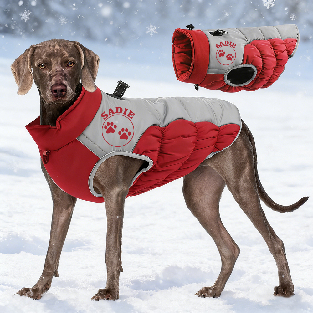 Personalized Pet Winter Warm Reflective Safety Puffer Vest | BKPet308