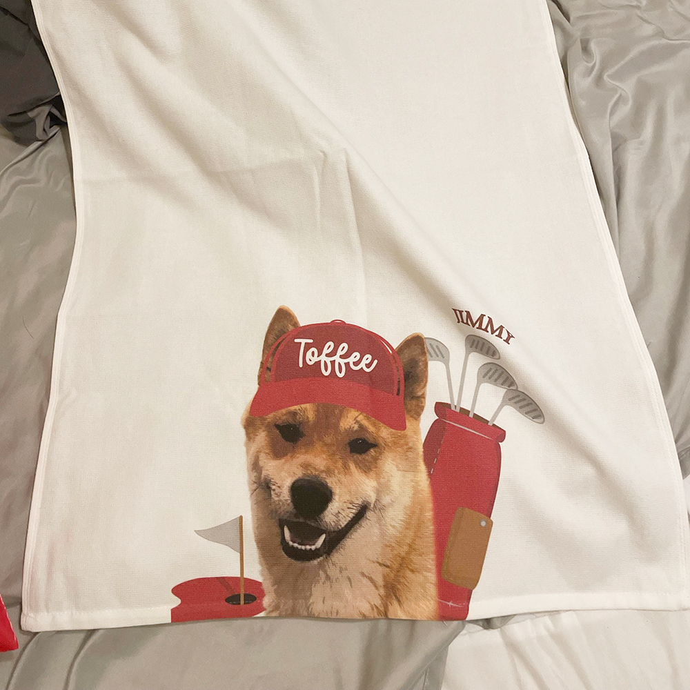 Personalized Pet Portrait Golf Towel For Golf Lover | CWGift36