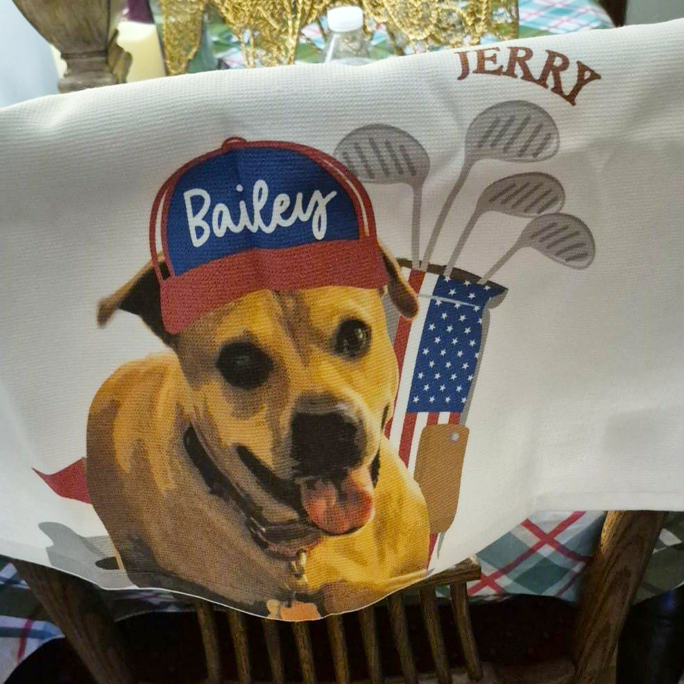 Personalized Pet Portrait Golf Towel For Golf Lover | CWGift36