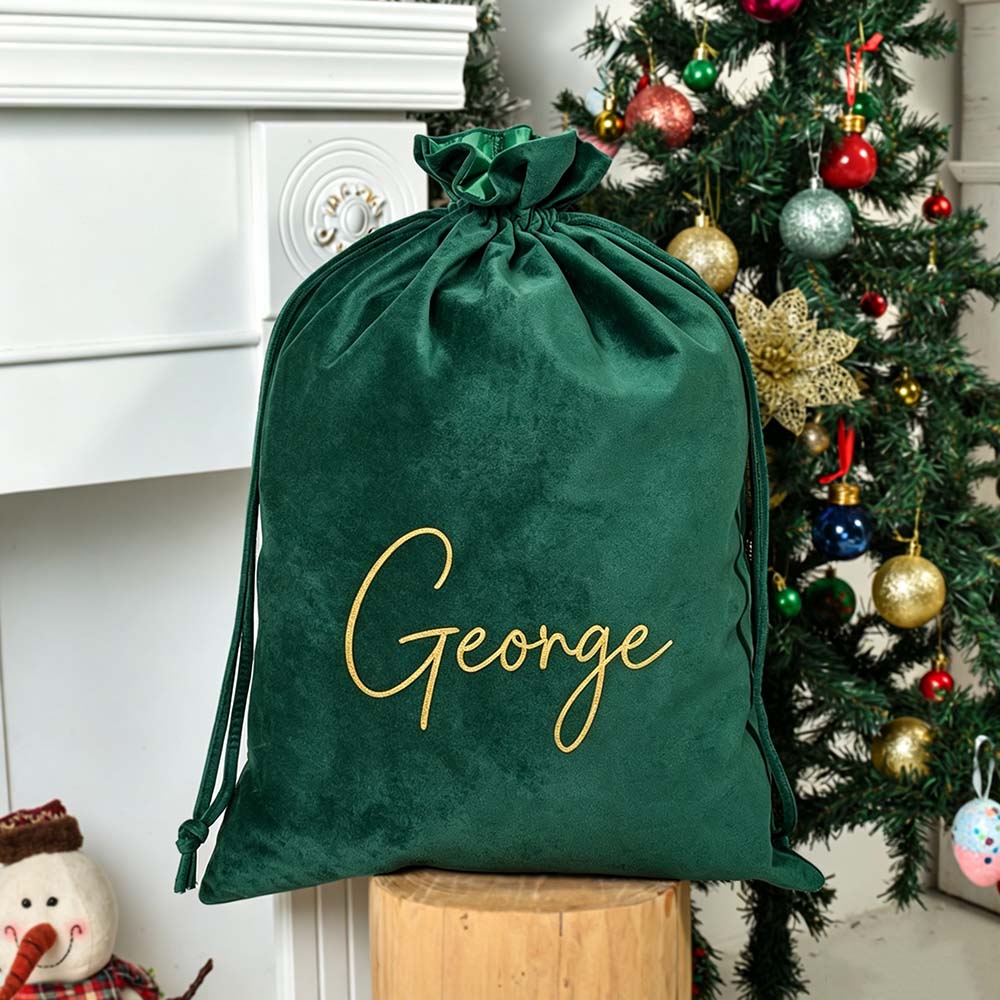 Personalized Custom Name Christmas Velvet Gift Bag | MCGift395