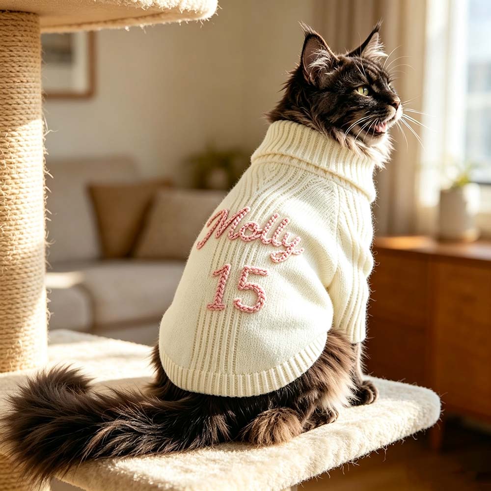 Personalized Hand Embroidery Extra-Warm Pets Large Size Knit Sweater | BKPet591