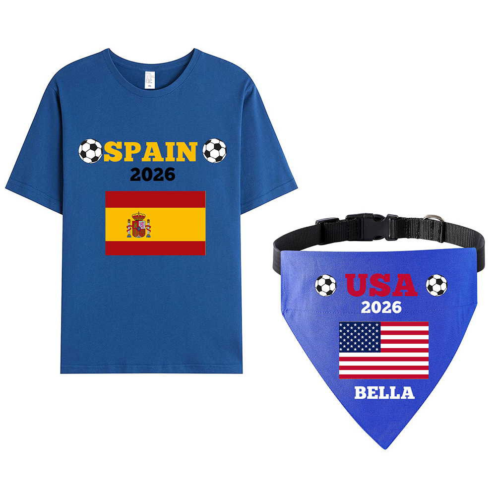 Personalized Soccer Fan Dog Bandana With Owner Matching Shirt | MNCloth218