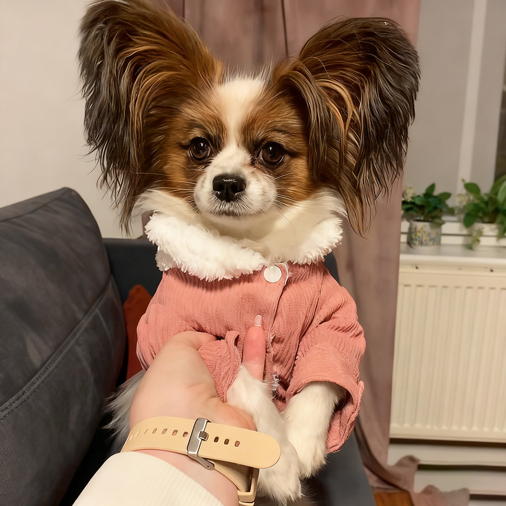 Personalized Pet Winter Warm Corduroy Sherpa Jacket | BKPet290