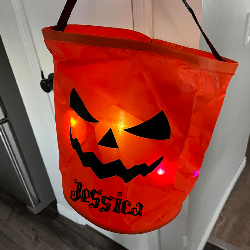 Personalized Halloween LED Light Pumpkin Bucket | MNHalloween07