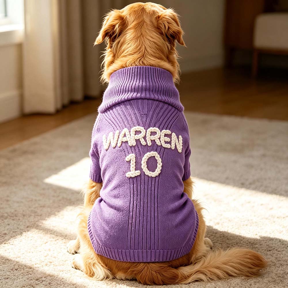 Personalized Hand Embroidery Extra-Warm Pets Large Size Knit Sweater | BKPet591