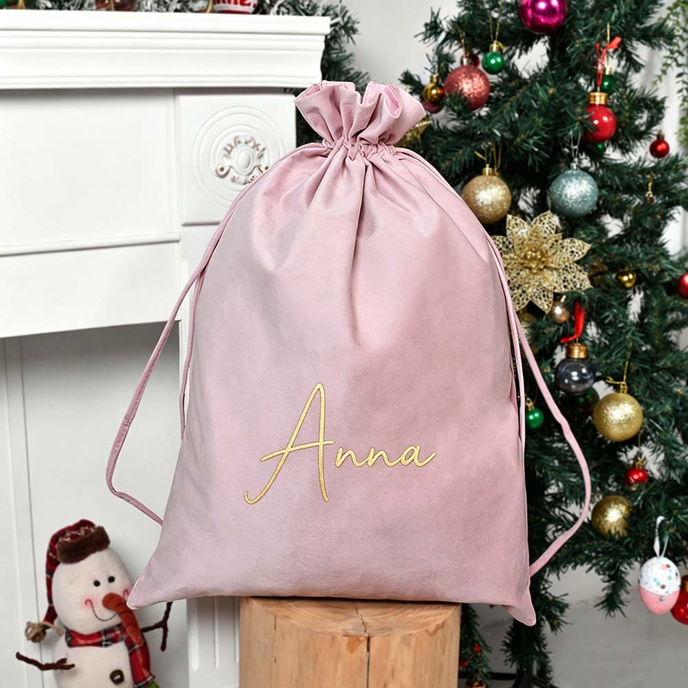 Personalized Custom Name Christmas Velvet Gift Bag | MCGift395