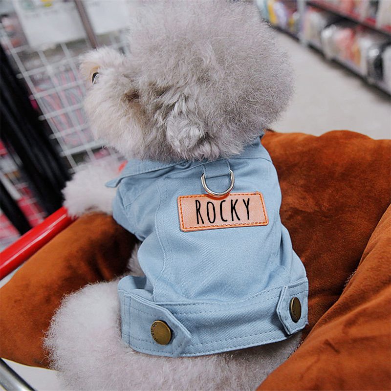 Personalized Leather Patch Pets Color Denim Jacket | BKPet52