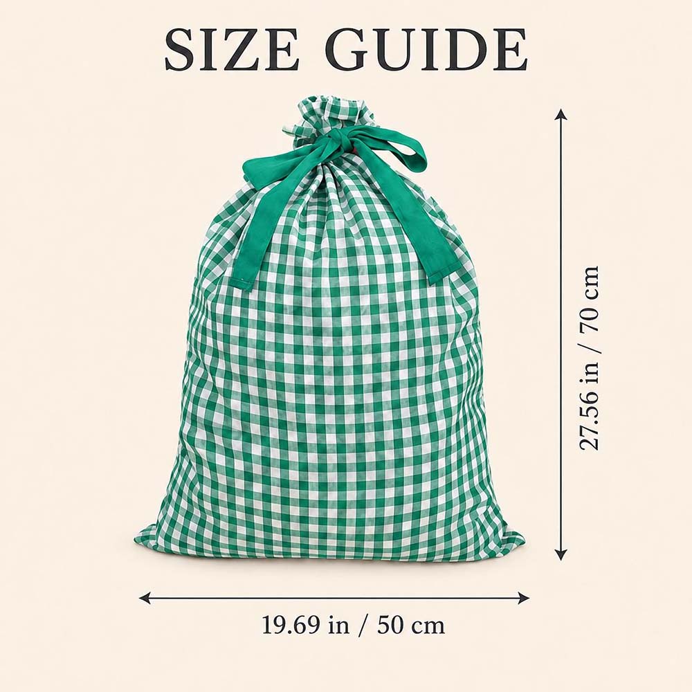 Personalized Embroidered Gingham Santa Gift Bag | MCGift391