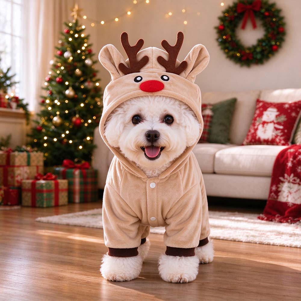 Personalized Embroidered Pets Christmas Reindeer Outfit | MNCloth276