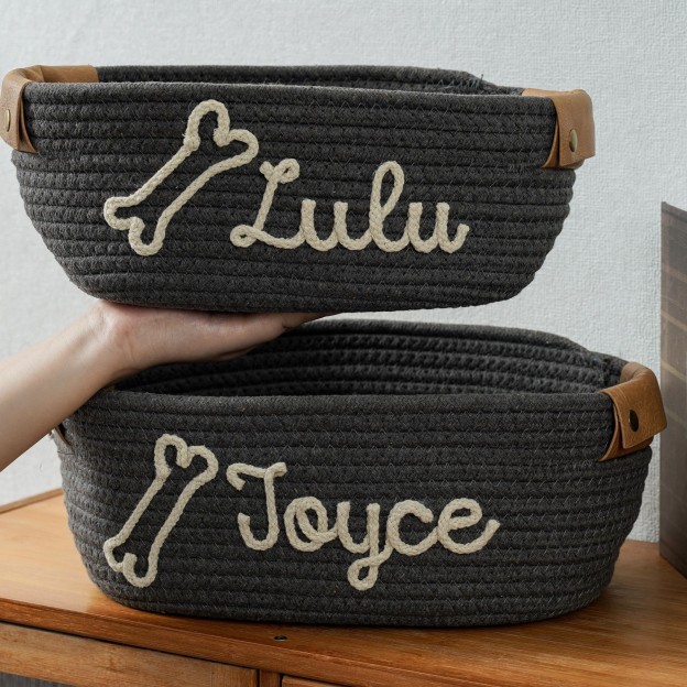 Personalized Knitted Wire Name Cotton Pet Rope Basket | BKPet90