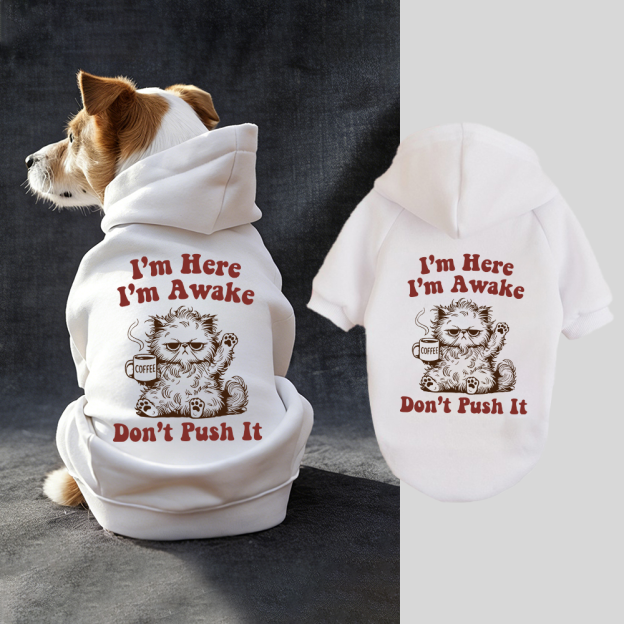 I'M HERE I'M AWAKE DON'T PUSH IT Puppy Hoodie | BKPet328