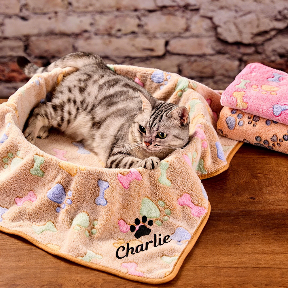 Personalized Embroidered Lovely Flannel Pet Blanket | BKPet353
