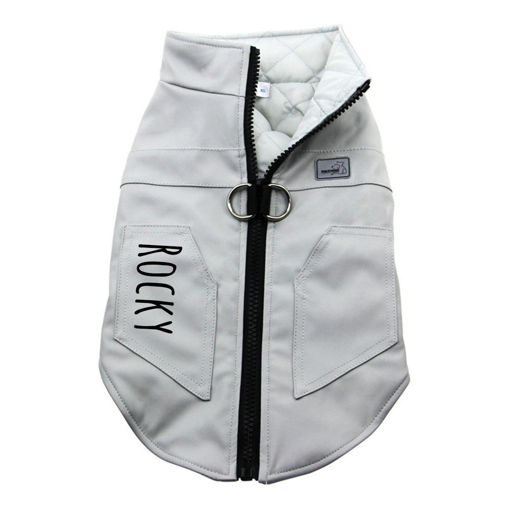 Personalized Pet Winter Warm Windproof Leather Jacket | BKPet361