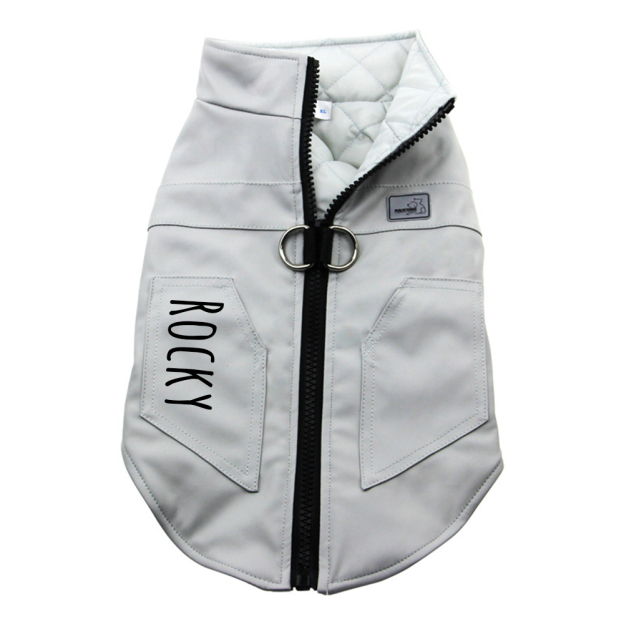 Personalized Pet Winter Warm Windproof Leather Jacket | BKPet361