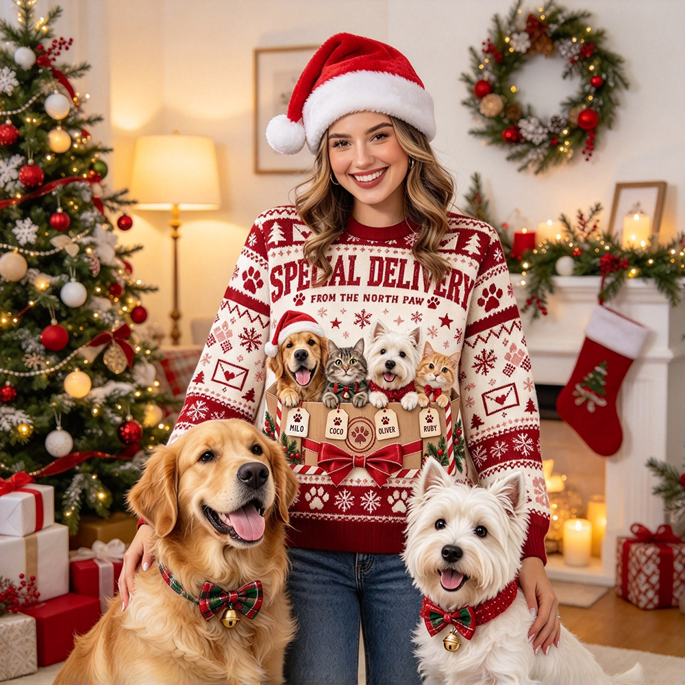 Personalized Christmas Fun Pet Photo Family Sweater | MCCL04