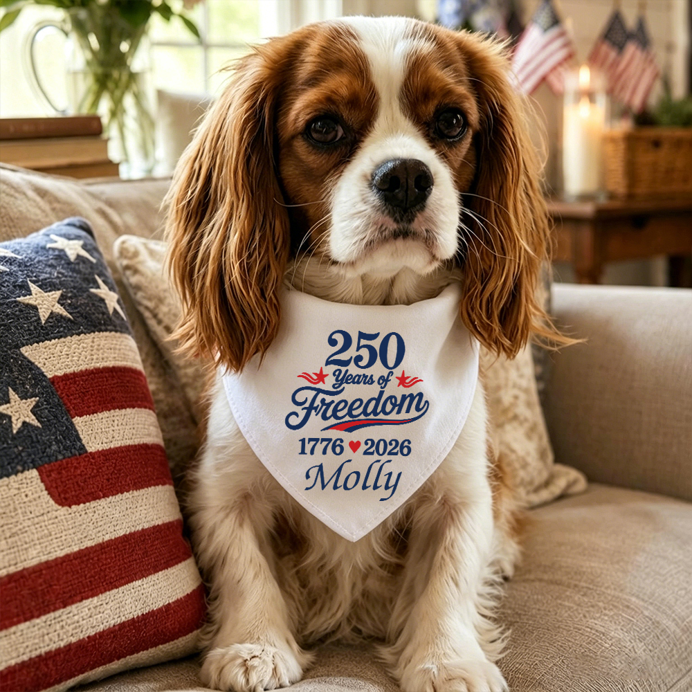 Personalized 250th Anniversary Independence Day Dog Bandana | BKPet508